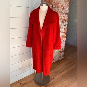 Women’s Bernardo Orange Red Shawl Collar Wool Blend Winter Dress Coat Si…
